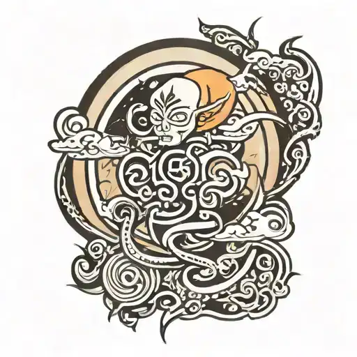 avatar the last airbender sleeve with element symbol tattoo design idea