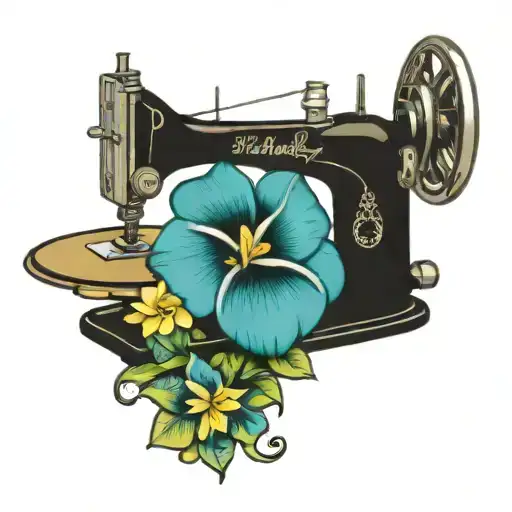 sewing machine hawaii  cocktail wave plumeria cushions chair tattoo design idea