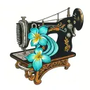 sewing machine hawaii  cocktail wave plumeria cushions chair tattoo design idea