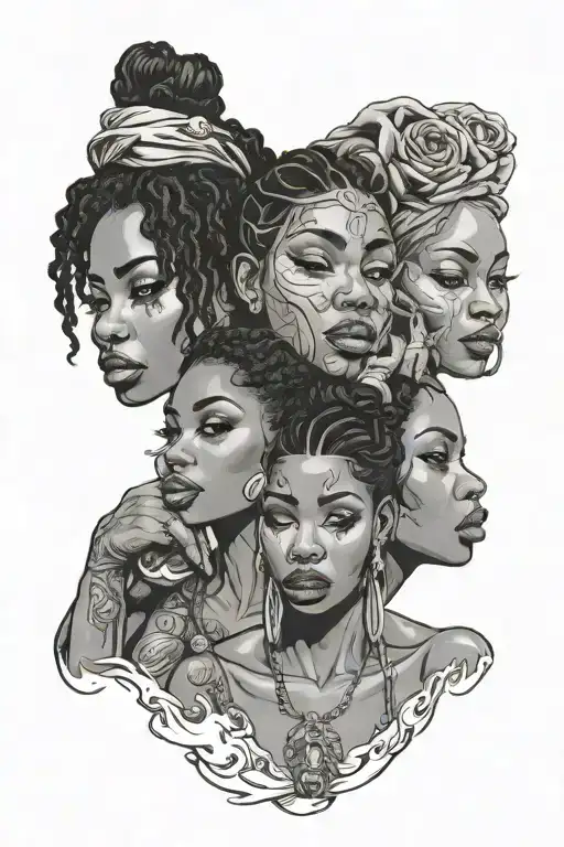 black woman see speak hear no evil tattoo design idea