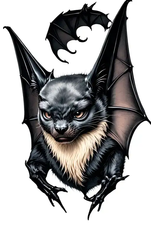 bat hanging tattoo design idea