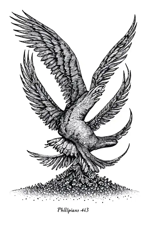 big words Philippians 4:13 tattoo design idea