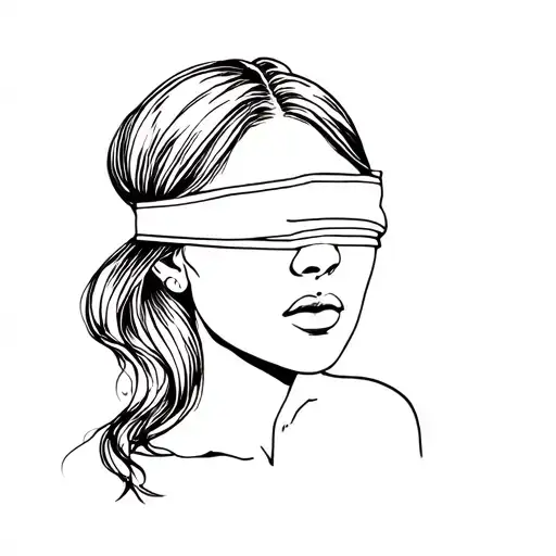blindfolded woman tattoo design idea