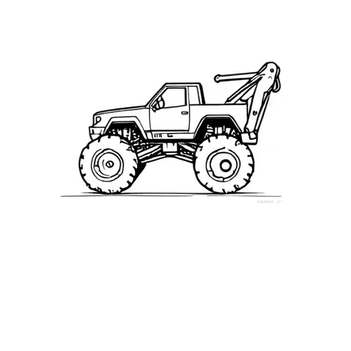 cartoon digger monster truck tattoo design idea