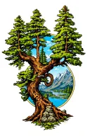 mining, tree, Ore Mountains tattoo design idea