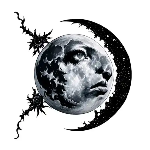 Gothic Moon tattoo design idea