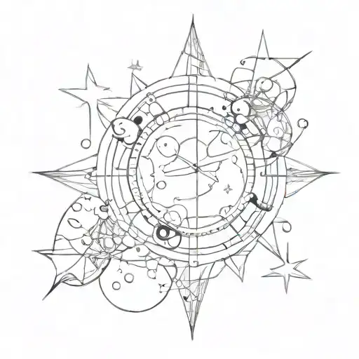 bubble and pole star tattoo design idea