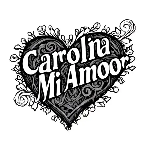 "Carolina Mi Amor" heart shape tattoo design idea