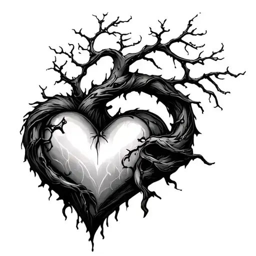 poison tree wrapped around a heart tattoo design idea