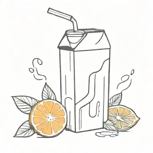 juice carton pouring out orange tattoo design idea