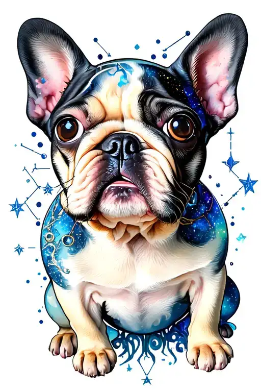 alchemy tree aquarius french bulldog Constellation stars tattoo design idea