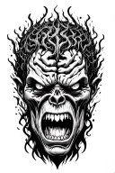 adhd brain, angry, worrior tattoo design idea