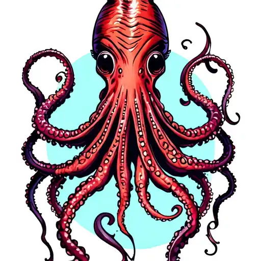 squid wrapping its tentacles tattoo design idea