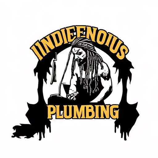 "Indigenous Plumbing " dreadlock painted face Native American plumber working on toilet tattoo design idea