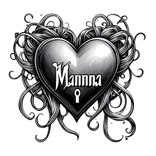 "Mamma" Heart Shaped Lock tattoo design idea