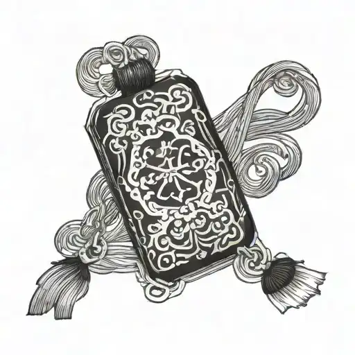 a rectangular omamori charm tattoo design idea