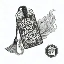 a rectangular omamori charm tattoo design idea