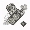 a rectangular omamori charm tattoo design idea