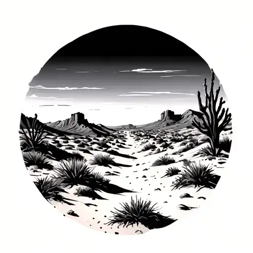 desert landscape tattoo design idea