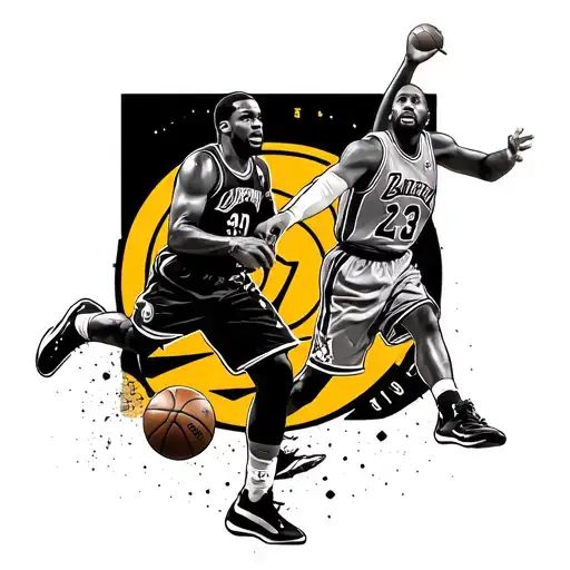 lebron Jordan and Kobe symbol with a basketball  tattoo design idea
