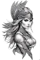 valkyrie warrior woman tattoo design idea