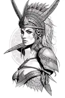 valkyrie warrior woman tattoo design idea