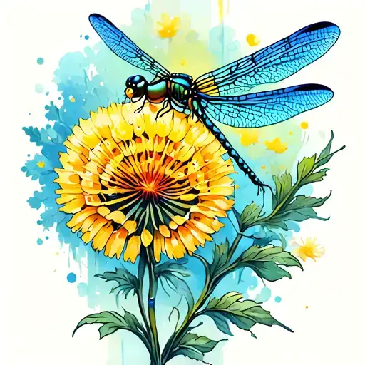 Dragonfly And Dandelion tattoo design idea