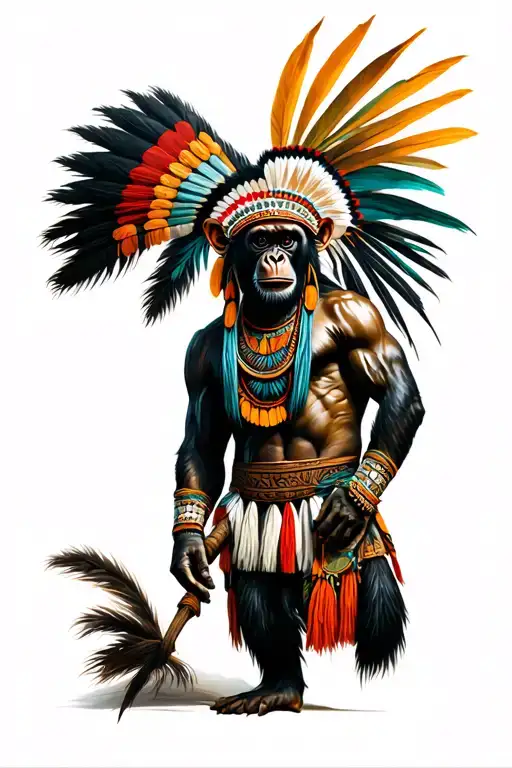 Monkey taino indian warrior tattoo design idea