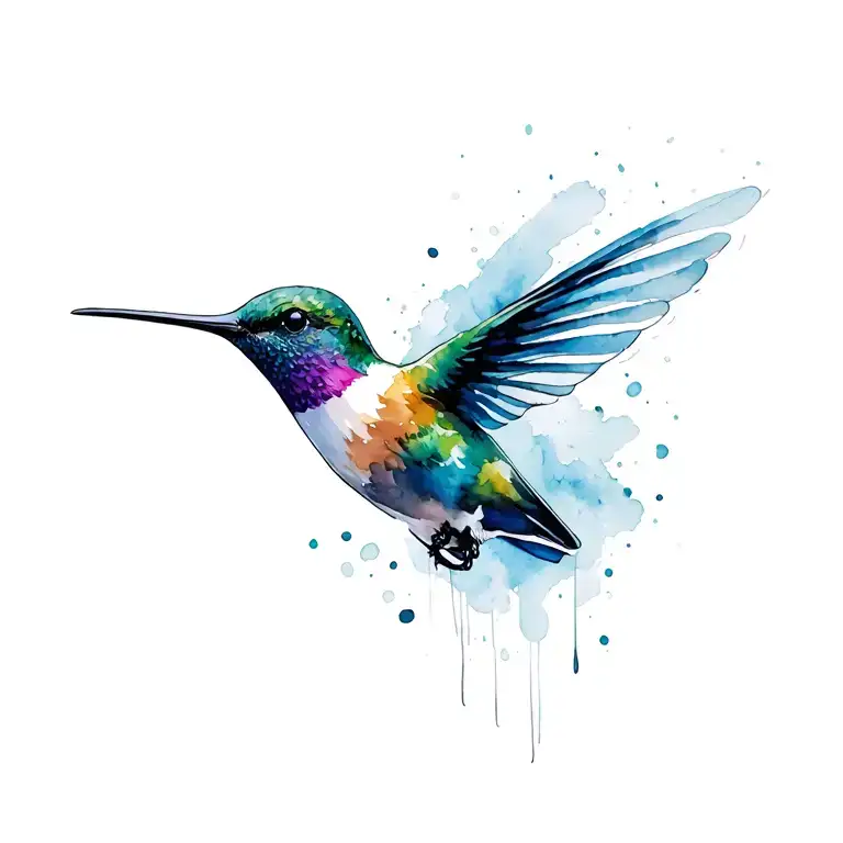 hummingbird hovering tattoo design idea
