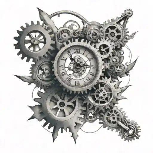 clock, gears, direction tattoo design idea