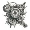 clock, gears, direction tattoo design idea