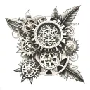 clock, gears, direction tattoo design idea