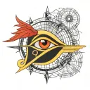 Eye of Ra inside the globe pointing out the cardinal points and names tattoo design idea