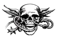 dentist themed tattoo design featuring rod of Asclepius  tattoo design idea