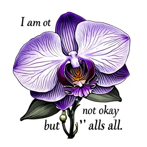 "I am not okay but is all " purple orchids  tattoo design idea