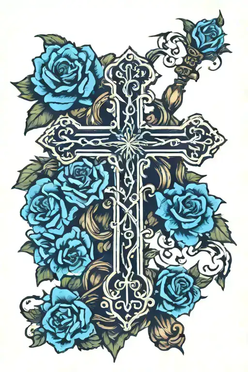 orthodox christian cross tattoo design idea