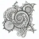 swirly sharp detailed line work y2k style tattoo design idea