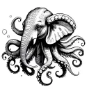 elephant octopus hybrid underwater scene featuring tattoo design idea