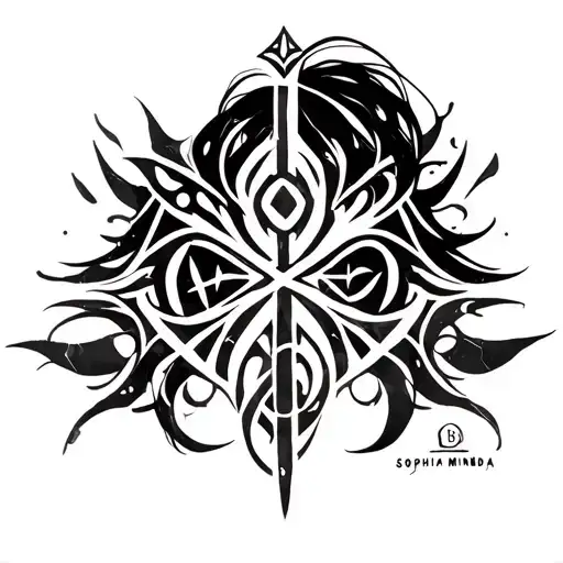 "Sophia Miranda" tribal symbols tattoo design idea