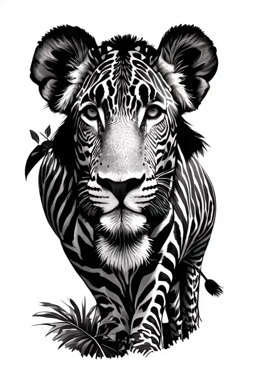 African Safari scene tattoo design idea