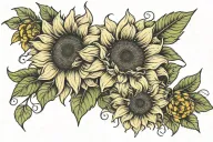 Be strong and courageous with delicate sunflower flowers around you tattoo design idea