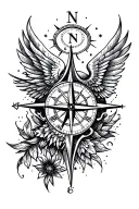 forearm tattoo symbolising freedom, travel, strength, time and compass direction tattoo design idea