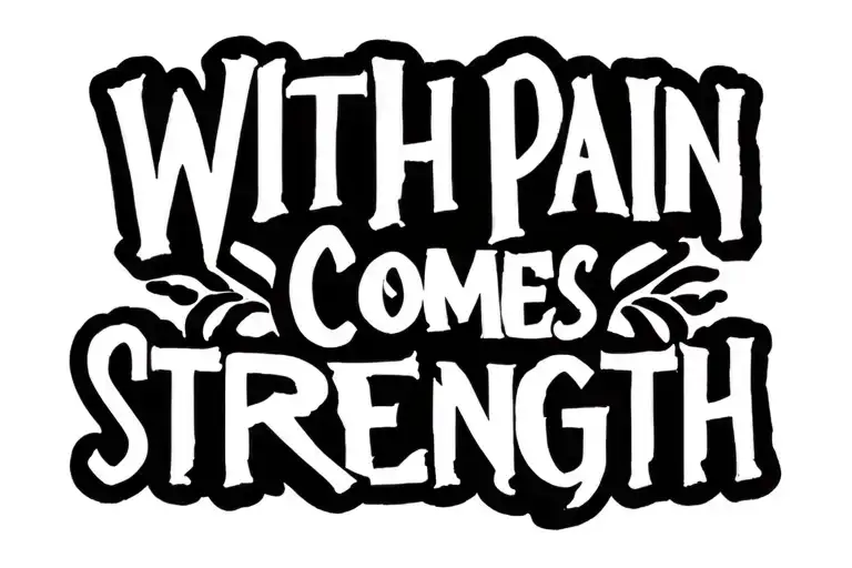 "With Pain Comes Strength" "With Pain Comes Strength" "With Pain Comes Strength" Line art tattoo design idea