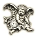 baby angel statue tattoo design idea