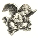 baby angel statue tattoo design idea