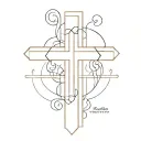 name Esfandiar with a cross design tattoo design idea