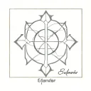 name Esfandiar with a cross design tattoo design idea