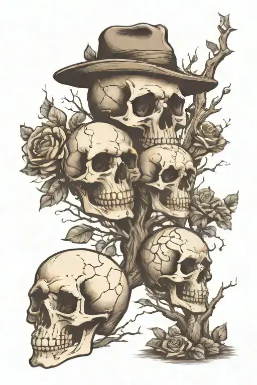skull family tree father mother son son daughter tattoo tattoo design idea