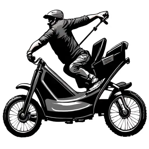 lawnmower on bike ride tattoo design idea