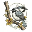 chickadee perched southern gothic inspired tattoo tattoo design idea